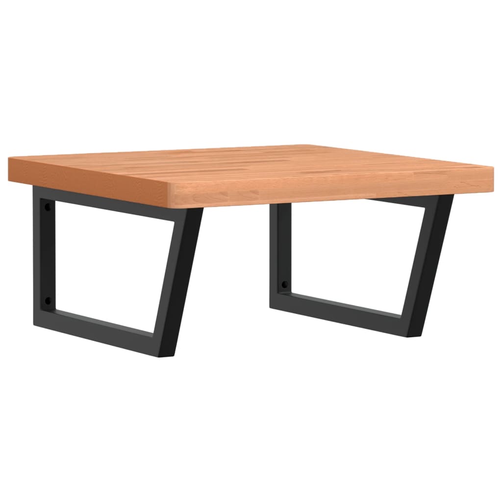 vidaXL Raft pentru lavoar montat pe perete, oțel și lemn masiv fag