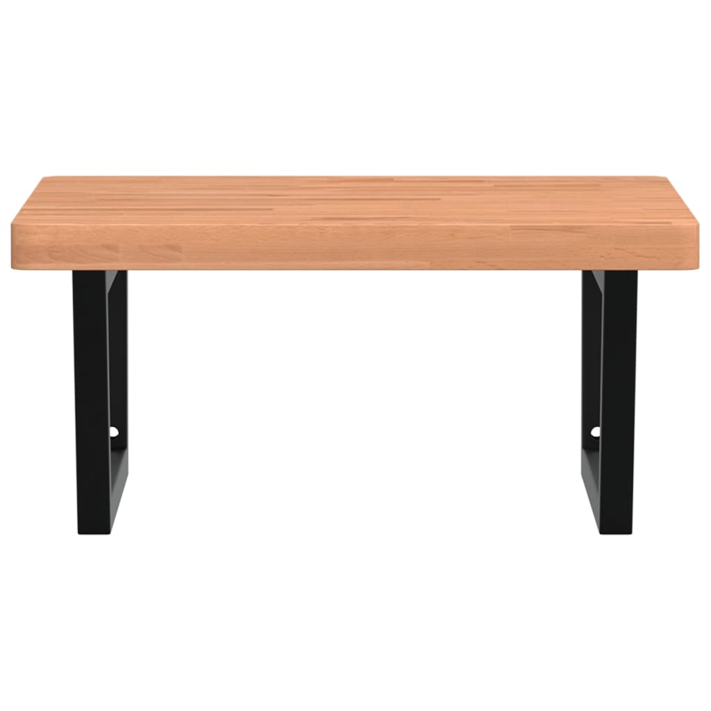 vidaXL Raft pentru lavoar montat pe perete, oțel și lemn masiv fag