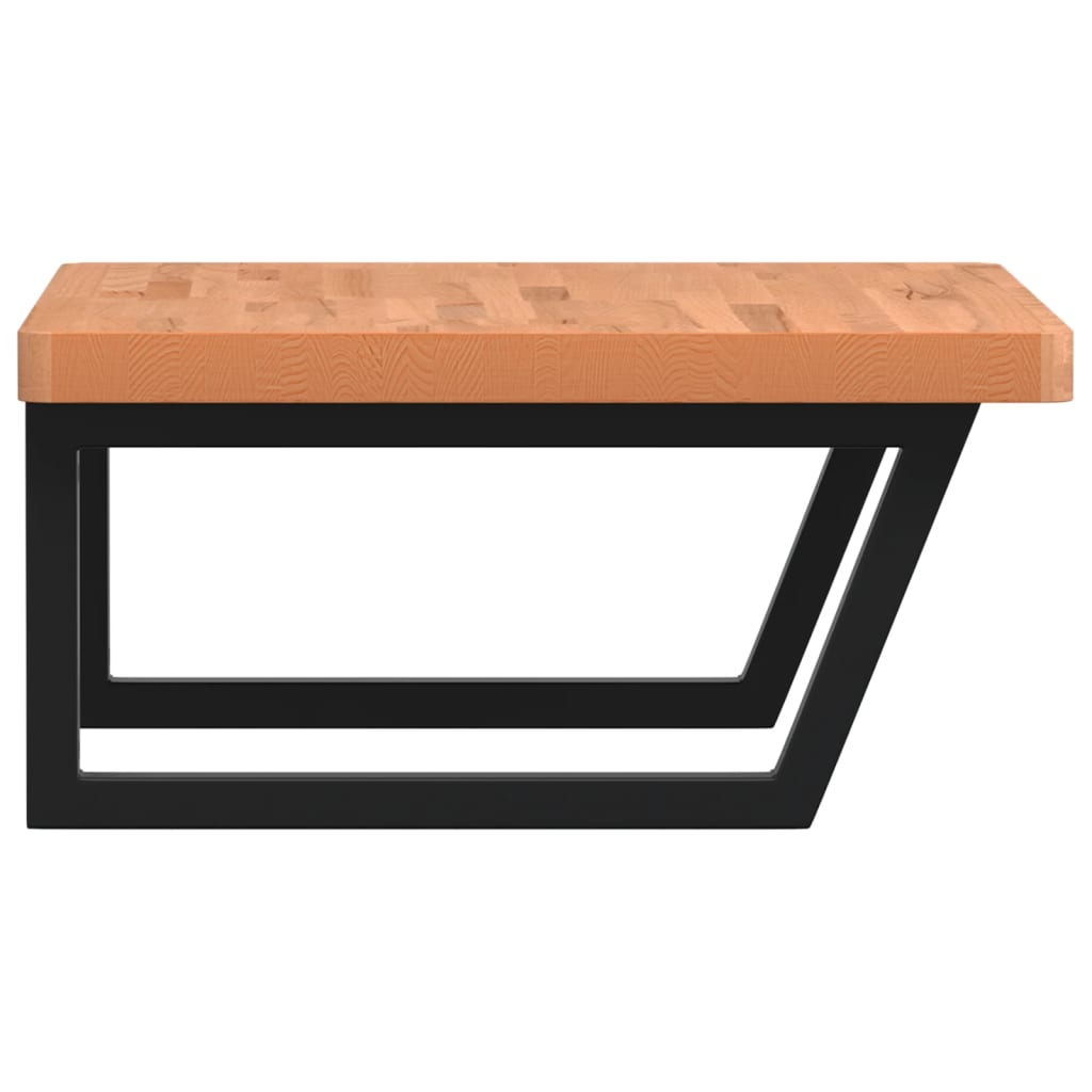 vidaXL Raft pentru lavoar montat pe perete, oțel și lemn masiv fag