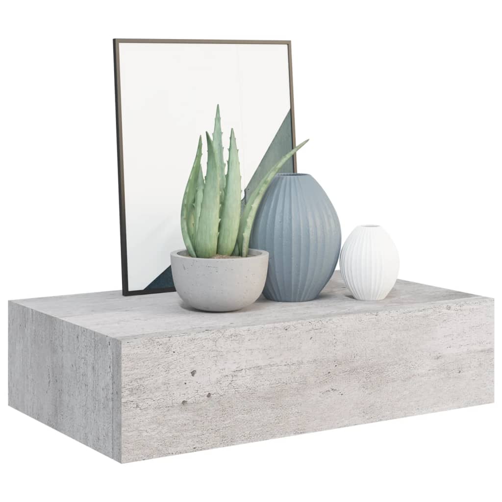 vidaXL Dulapuri de perete cu sertar 2 buc. gri beton 40x23,5x10 cm MDF vidaXL Dulapuri de perete cu sertar 2 buc. gri beton 40x23,5x10 cm MDF