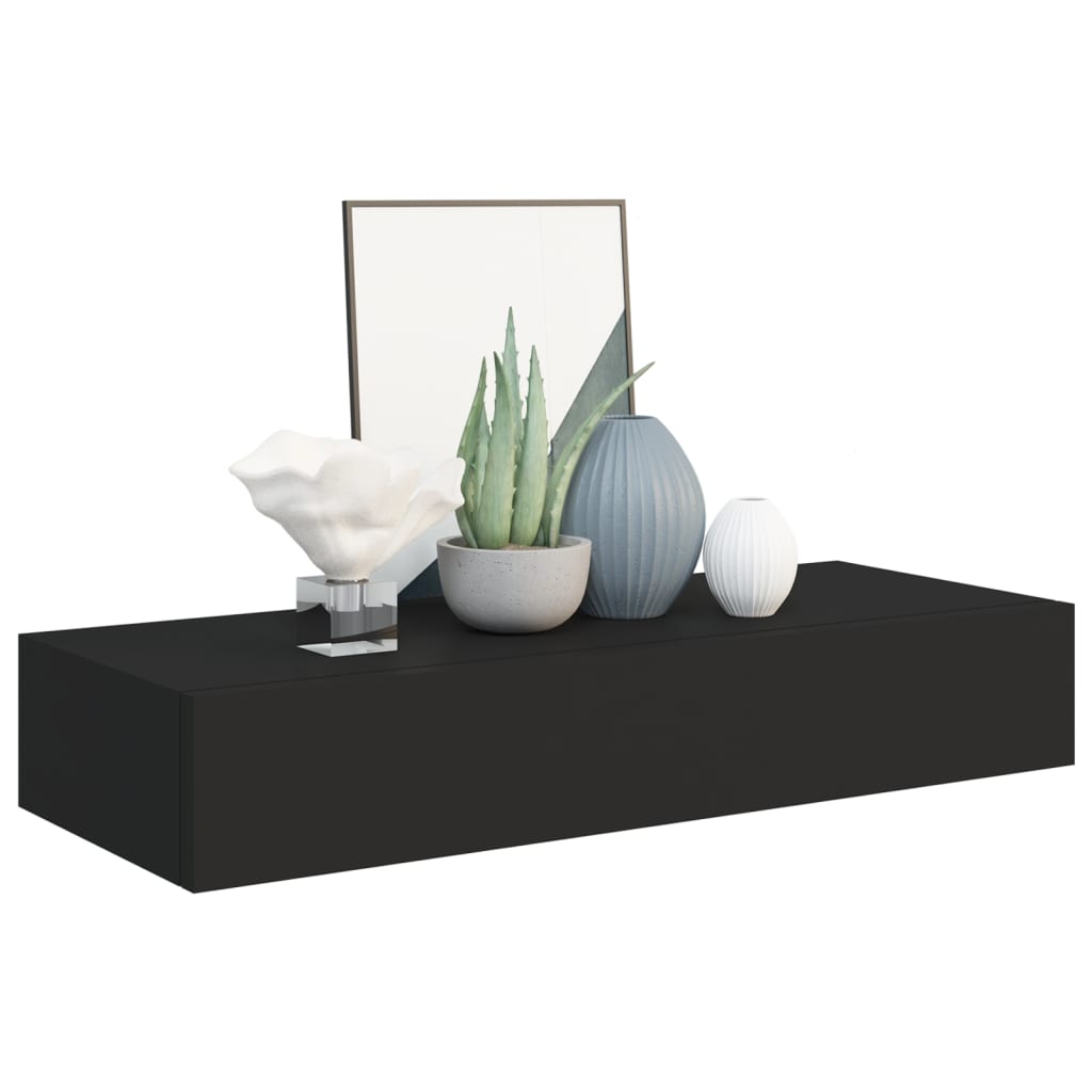 vidaXL Dulap de perete cu sertar, negru, 60x23,5x10 cm, MDF vidaXL Dulap de perete cu sertar, negru, 60x23,5x10 cm, MDF