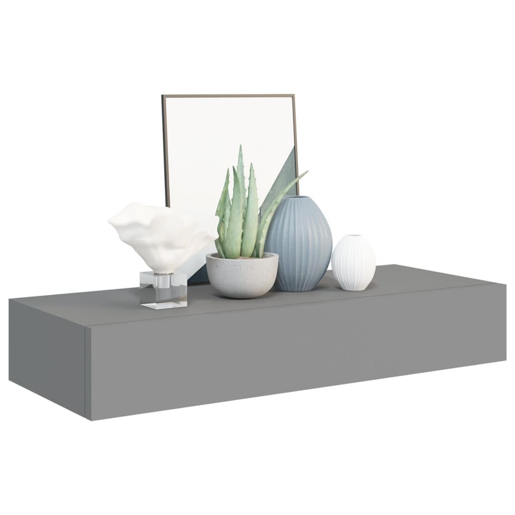 vidaXL Dulap de perete cu sertar, gri, 60x23,5x10 cm, MDF vidaXL Dulap de perete cu sertar, gri, 60x23,5x10 cm, MDF