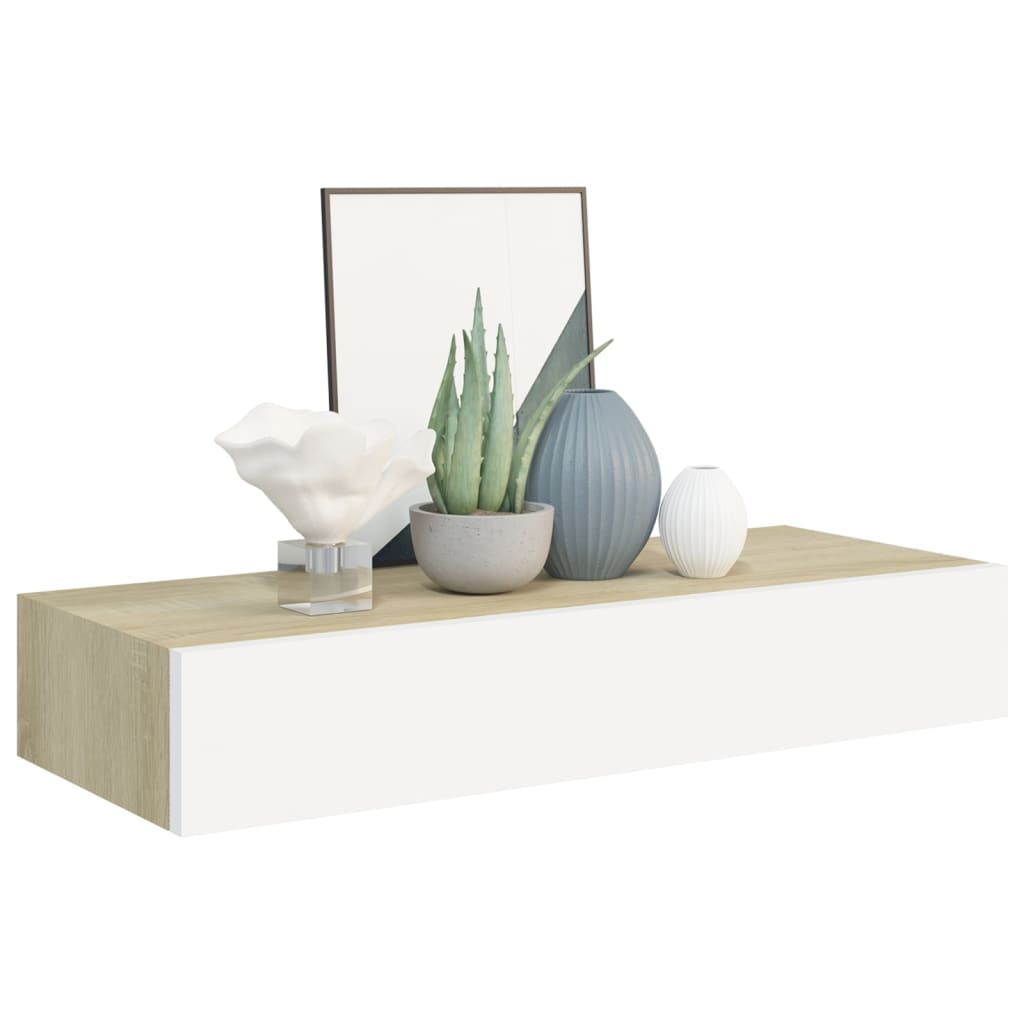 vidaXL Dulap de perete cu sertar, stejar și alb, 60x23,5x10 cm, MDF