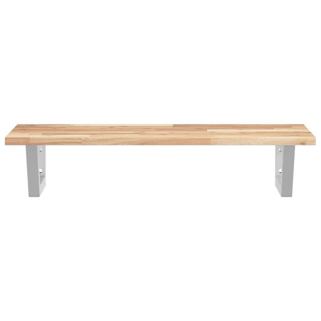 vidaXL Raft pentru lavoar montat pe perete, oțel și lemn masiv acacia