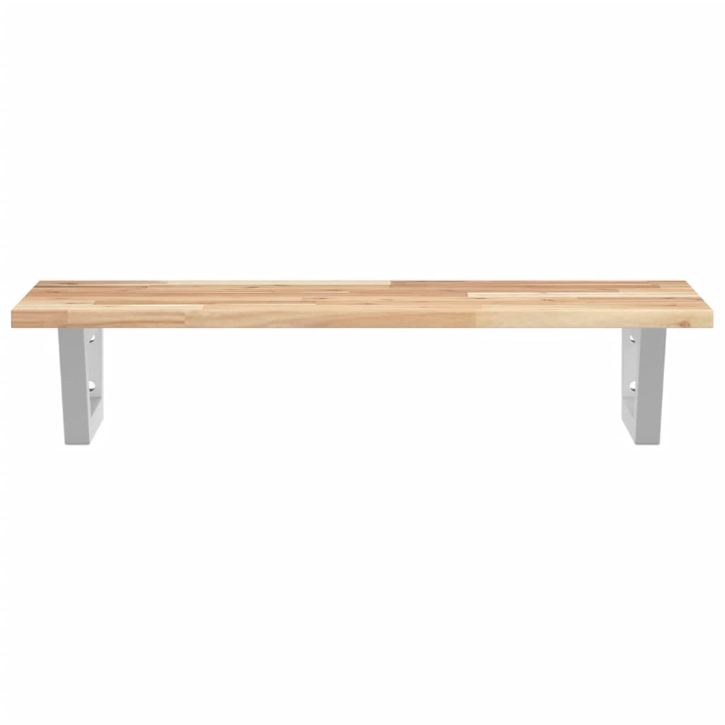 vidaXL Raft pentru lavoar montat pe perete, oțel și lemn masiv acacia