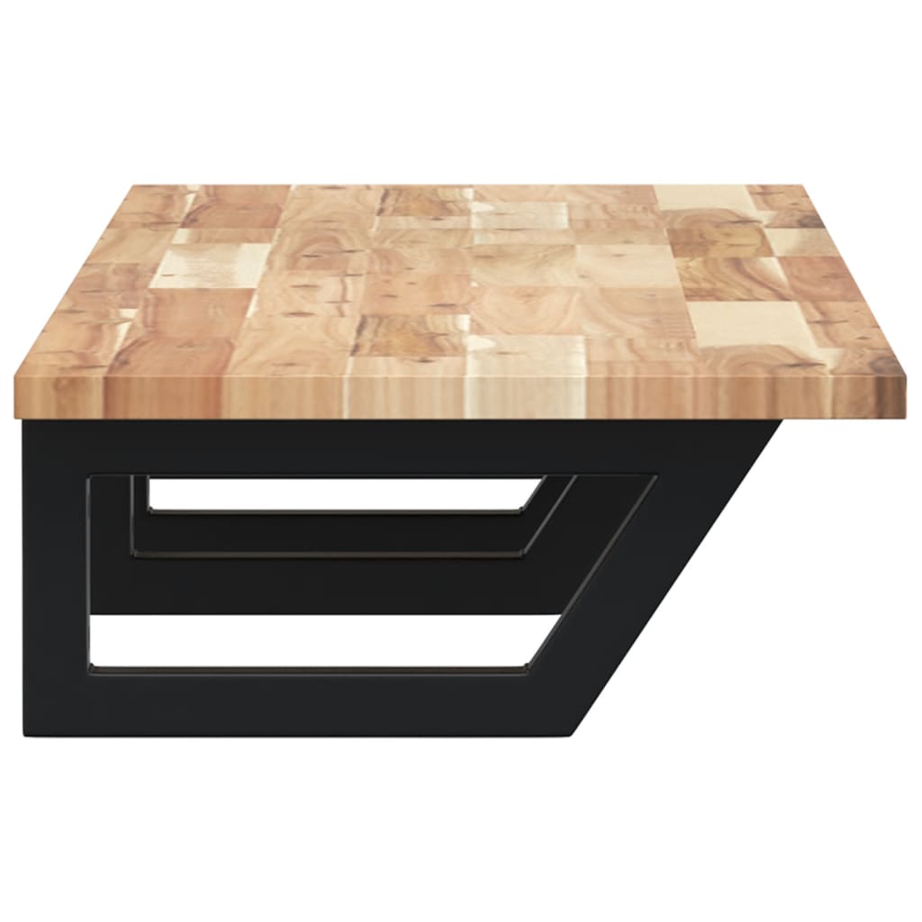 vidaXL Raft pentru lavoar montat pe perete, oțel și lemn masiv acacia