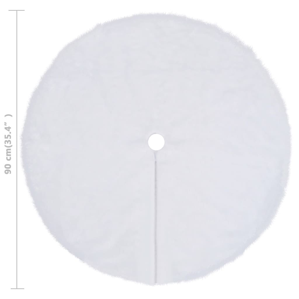 vidaXL Covor fustă brad Crăciun, alb, 90 cm, blană artificială vidaXL Covor fustă brad Crăciun, alb, 90 cm, blană artificială