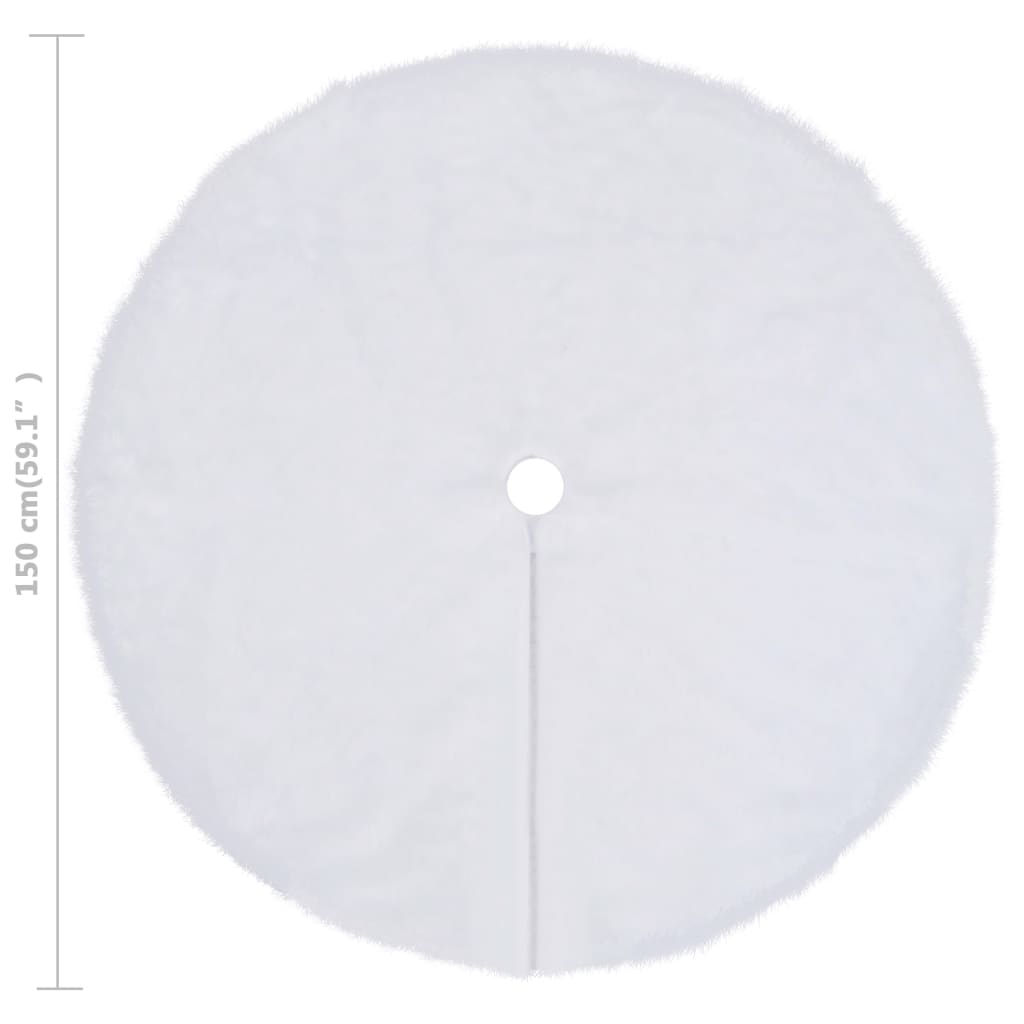 vidaXL Covor fustă brad Crăciun, alb, 150 cm, blană artificială vidaXL Covor fustă brad Crăciun, alb, 150 cm, blană artificială