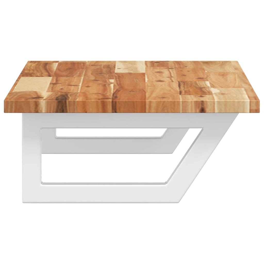 vidaXL Raft pentru lavoar montat pe perete, oțel și lemn masiv acacia