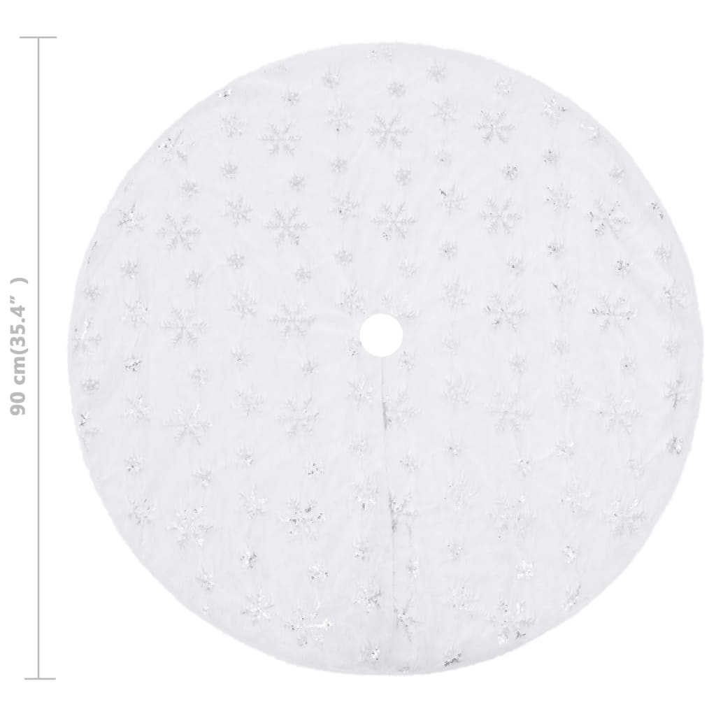 vidaXL Covor fustă brad Crăciun, alb, 90 cm, blană artificială vidaXL Covor fustă brad Crăciun, alb, 90 cm, blană artificială