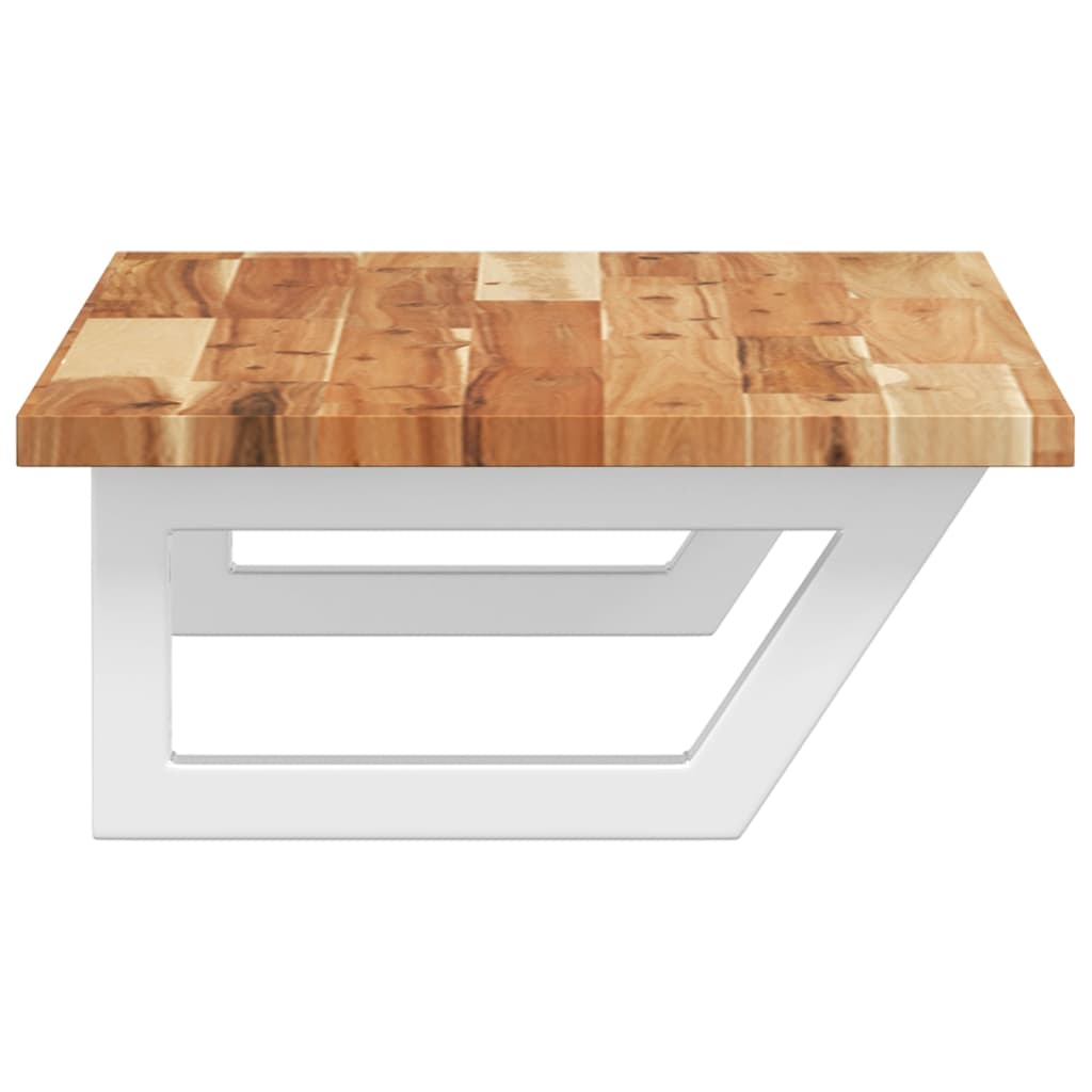 vidaXL Raft pentru lavoar montat pe perete, oțel și lemn masiv acacia