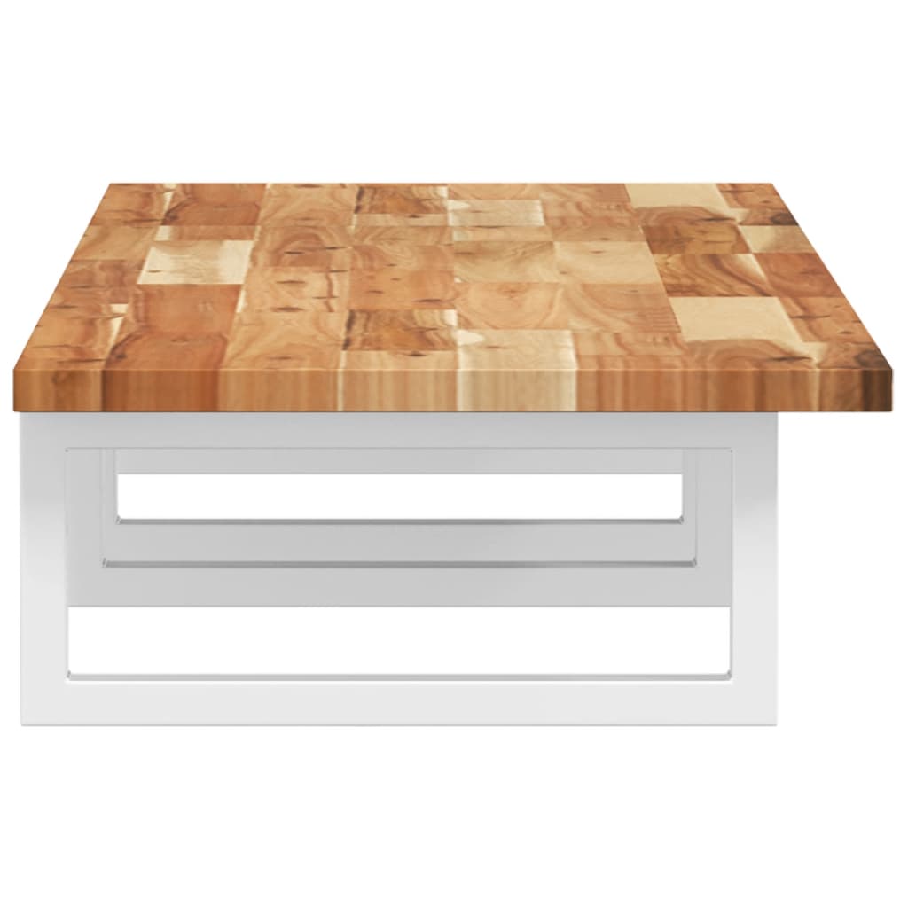 vidaXL Raft pentru lavoar montat pe perete, oțel și lemn masiv acacia