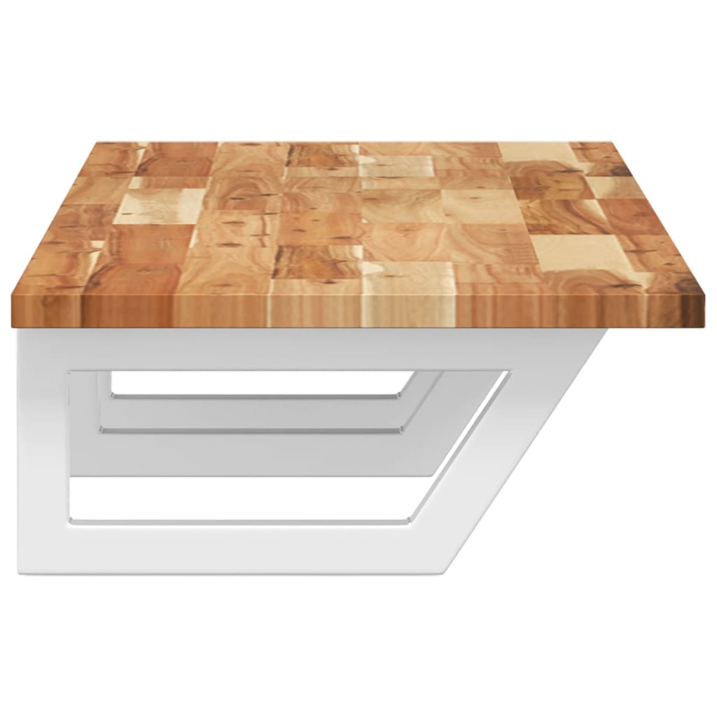 vidaXL Raft pentru lavoar montat pe perete, oțel și lemn masiv acacia