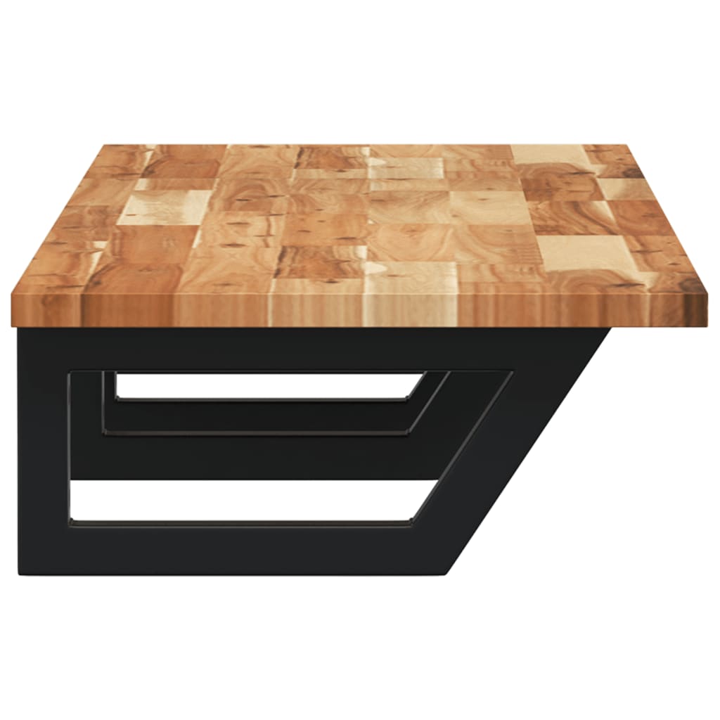 vidaXL Raft pentru lavoar montat pe perete, oțel și lemn masiv acacia