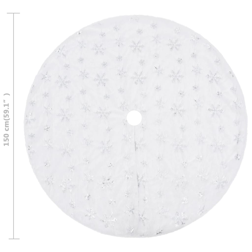 vidaXL Covor fustă brad Crăciun de lux, alb, 150 cm, blană artificială vidaXL Covor fustă brad Crăciun de lux, alb, 150 cm, blană artificială