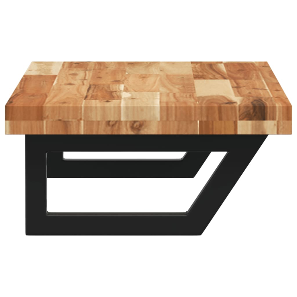 vidaXL Raft pentru lavoar montat pe perete, oțel și lemn masiv acacia