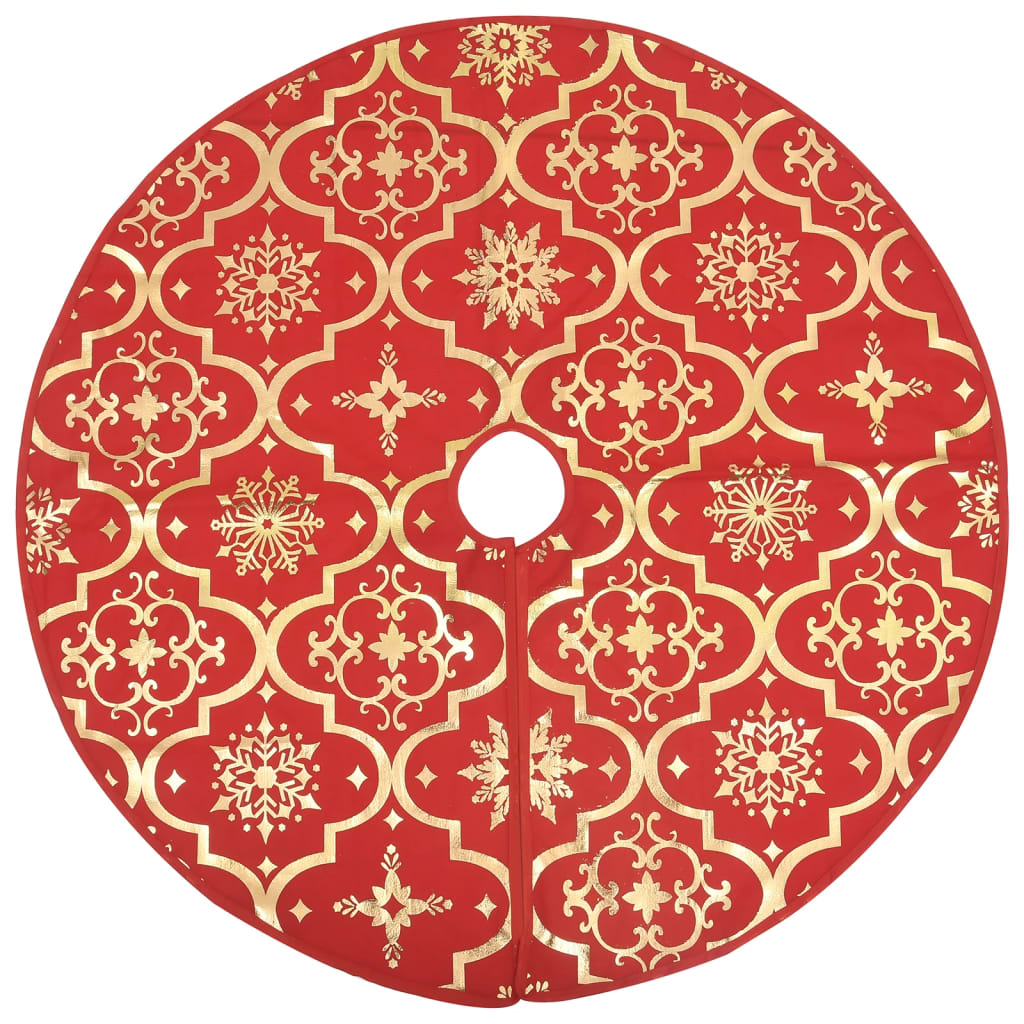 vidaXL Covor fustă de brad Crăciun cu șosetă, roșu, 90 cm, țesătură vidaXL Covor fustă de brad Crăciun cu șosetă, roșu, 90 cm, țesătură