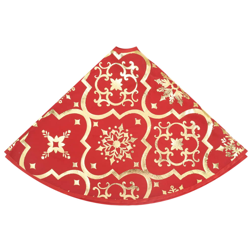 vidaXL Covor fustă de brad Crăciun cu șosetă, roșu, 90 cm, țesătură vidaXL Covor fustă de brad Crăciun cu șosetă, roșu, 90 cm, țesătură