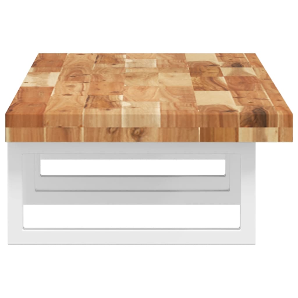 vidaXL Raft pentru lavoar montat pe perete, oțel și lemn masiv acacia