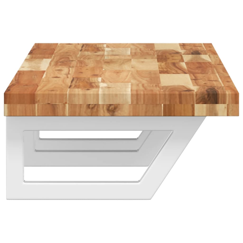 vidaXL Raft pentru lavoar montat pe perete, oțel și lemn masiv acacia