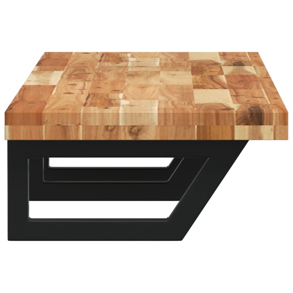 vidaXL Raft pentru lavoar montat pe perete, oțel și lemn masiv acacia