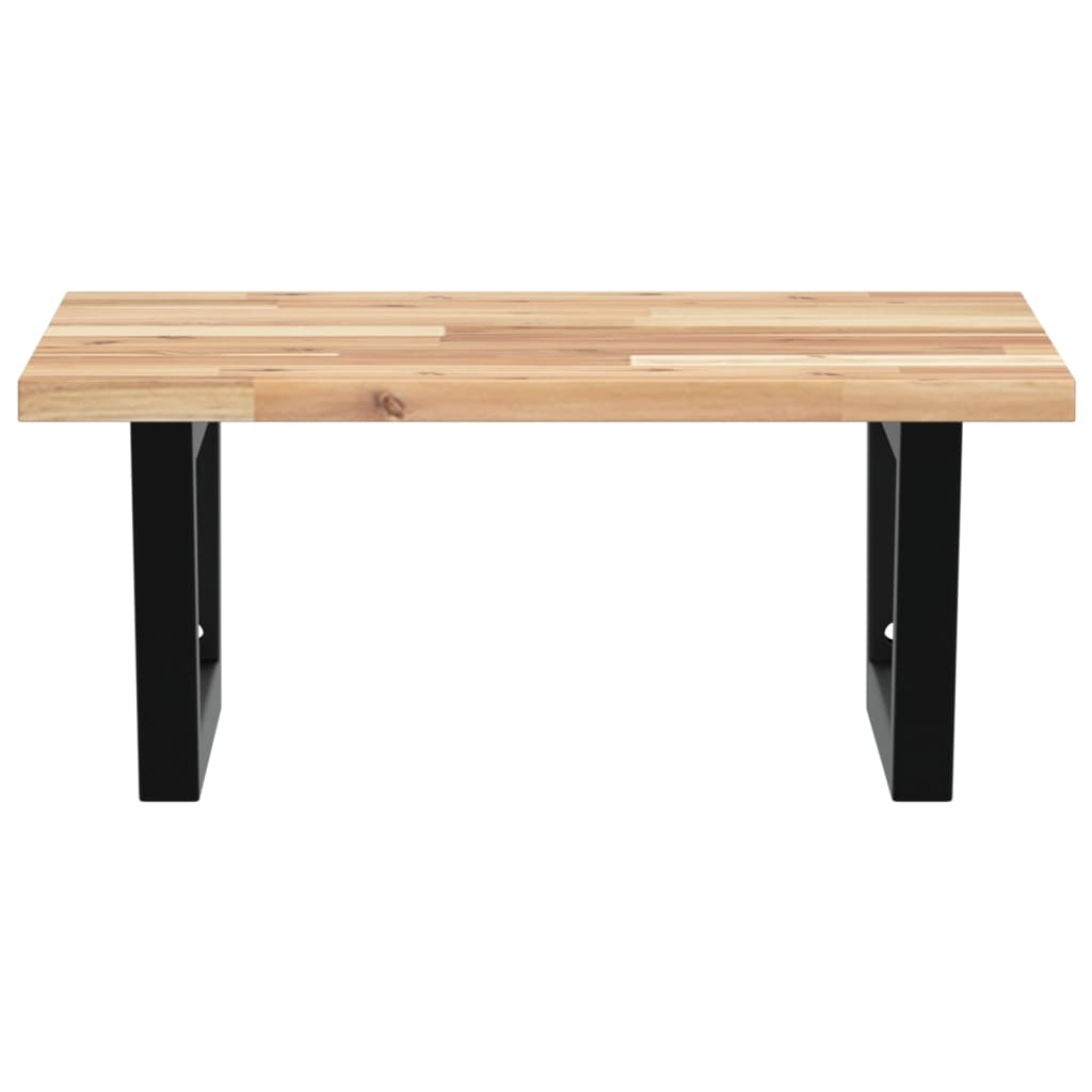 vidaXL Raft pentru lavoar montat pe perete, oțel și lemn masiv acacia