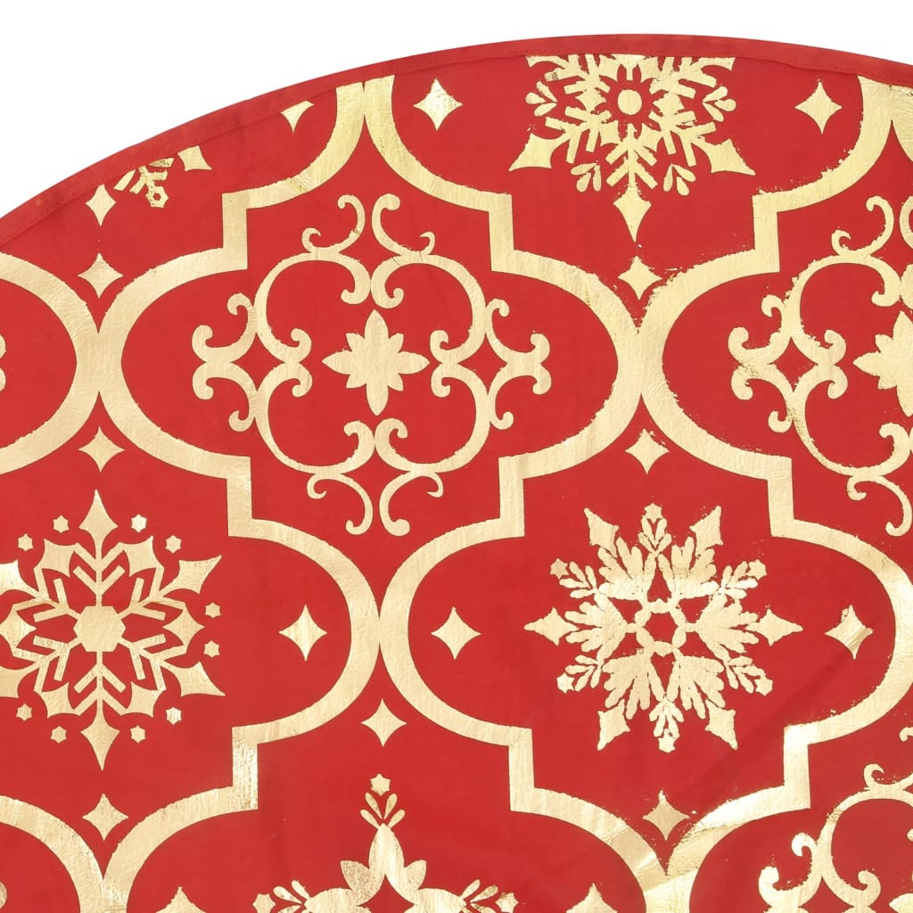 vidaXL Covor fustă de brad Crăciun cu șosetă, roșu, 150 cm, țesătură vidaXL Covor fustă de brad Crăciun cu șosetă, roșu, 150 cm, țesătură
