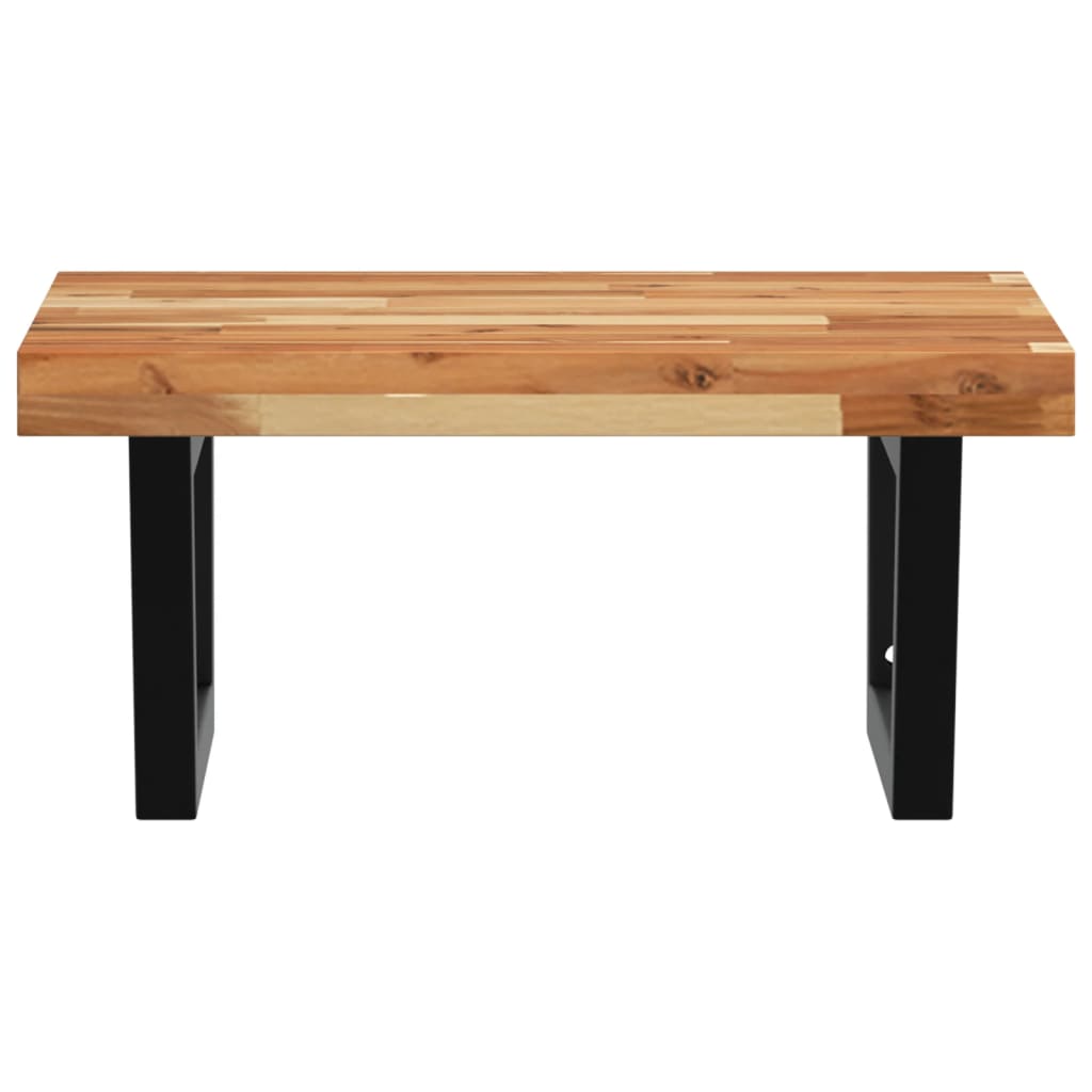 vidaXL Raft pentru lavoar montat pe perete, oțel și lemn masiv acacia