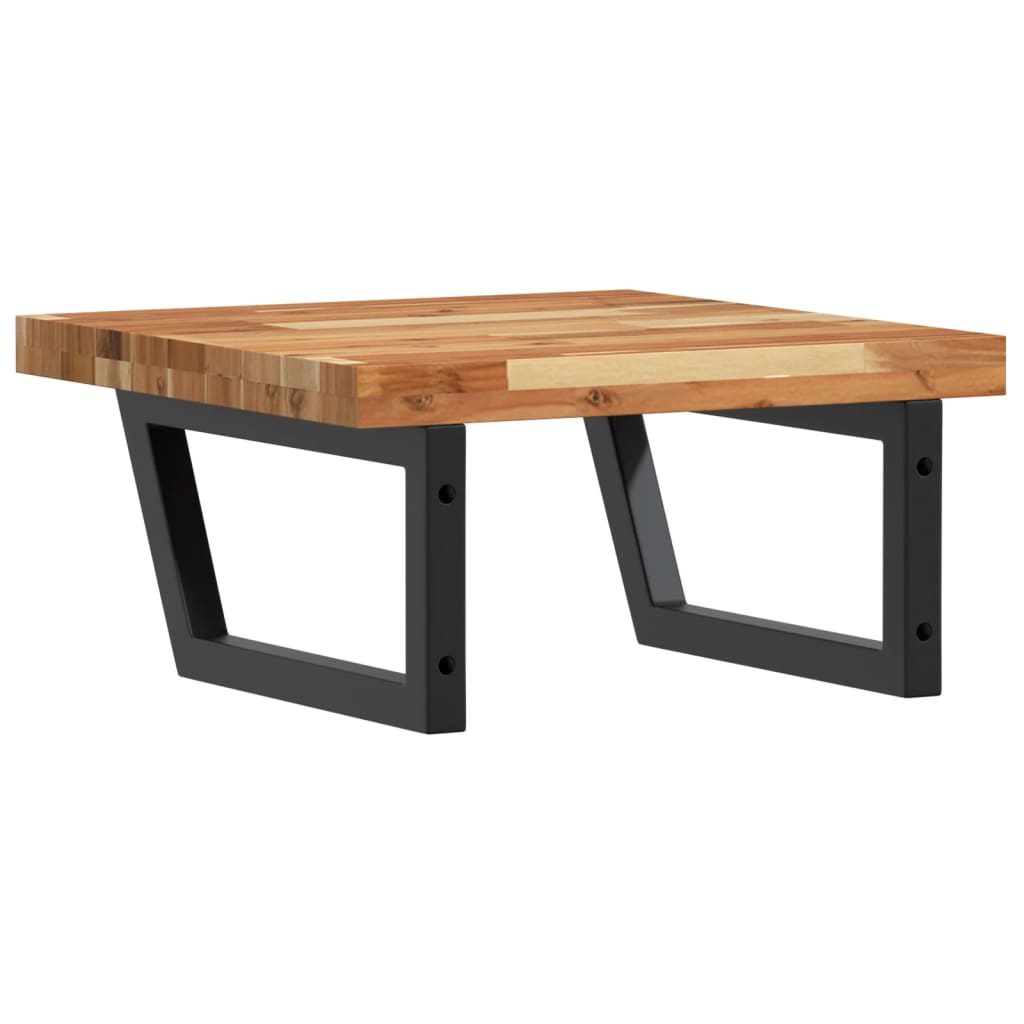 vidaXL Raft pentru lavoar montat pe perete, oțel și lemn masiv acacia