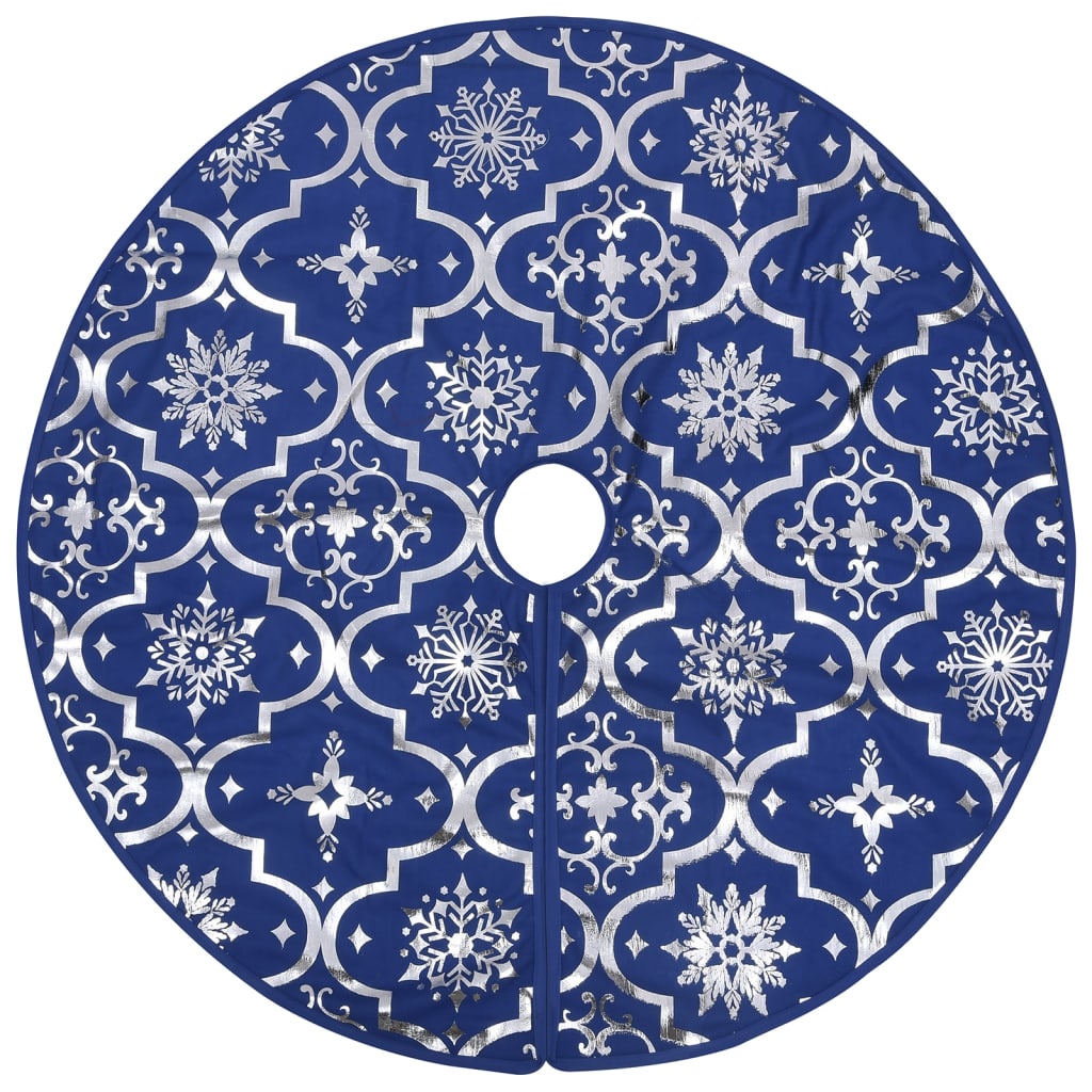 vidaXL Covor fustă de brad Crăciun cu șosetă albastru 122 cm țesătură vidaXL Covor fustă de brad Crăciun cu șosetă albastru 122 cm țesătură