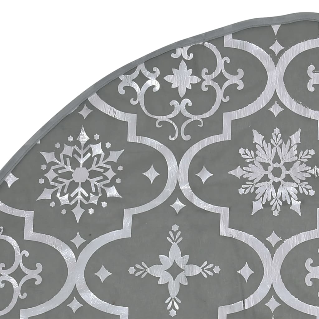 vidaXL Covor fustă de brad Crăciun cu șosetă, gri, 90 cm, țesătură vidaXL Covor fustă de brad Crăciun cu șosetă, gri, 90 cm, țesătură