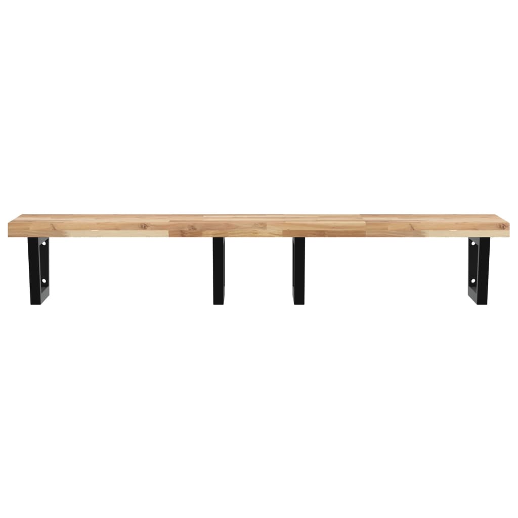 vidaXL Raft pentru lavoar montat pe perete, oțel și lemn masiv acacia