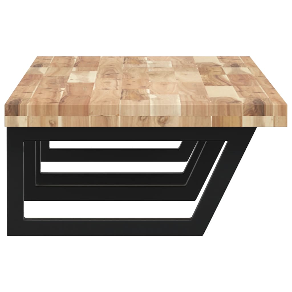 vidaXL Raft pentru lavoar montat pe perete, oțel și lemn masiv acacia