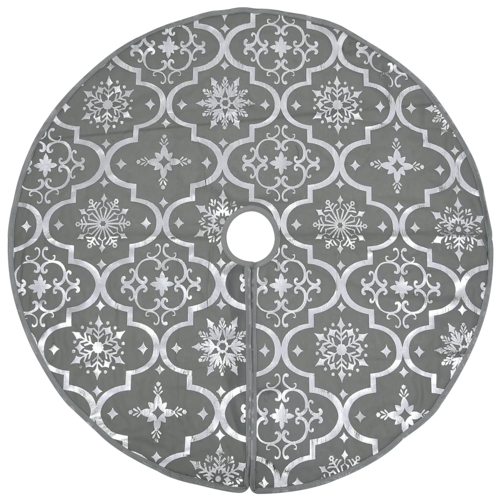 vidaXL Covor fustă de brad Crăciun cu șosetă, gri, 122 cm, țesătură vidaXL Covor fustă de brad Crăciun cu șosetă, gri, 122 cm, țesătură