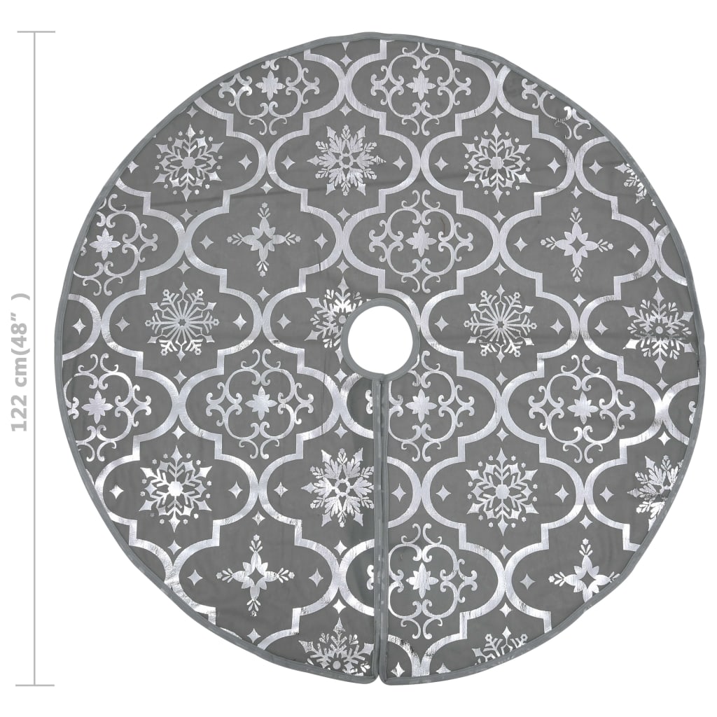 vidaXL Covor fustă de brad Crăciun cu șosetă, gri, 122 cm, țesătură vidaXL Covor fustă de brad Crăciun cu șosetă, gri, 122 cm, țesătură