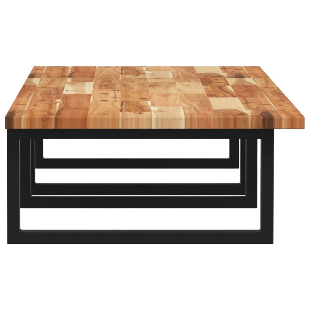 vidaXL Raft pentru lavoar montat pe perete, oțel și lemn masiv acacia