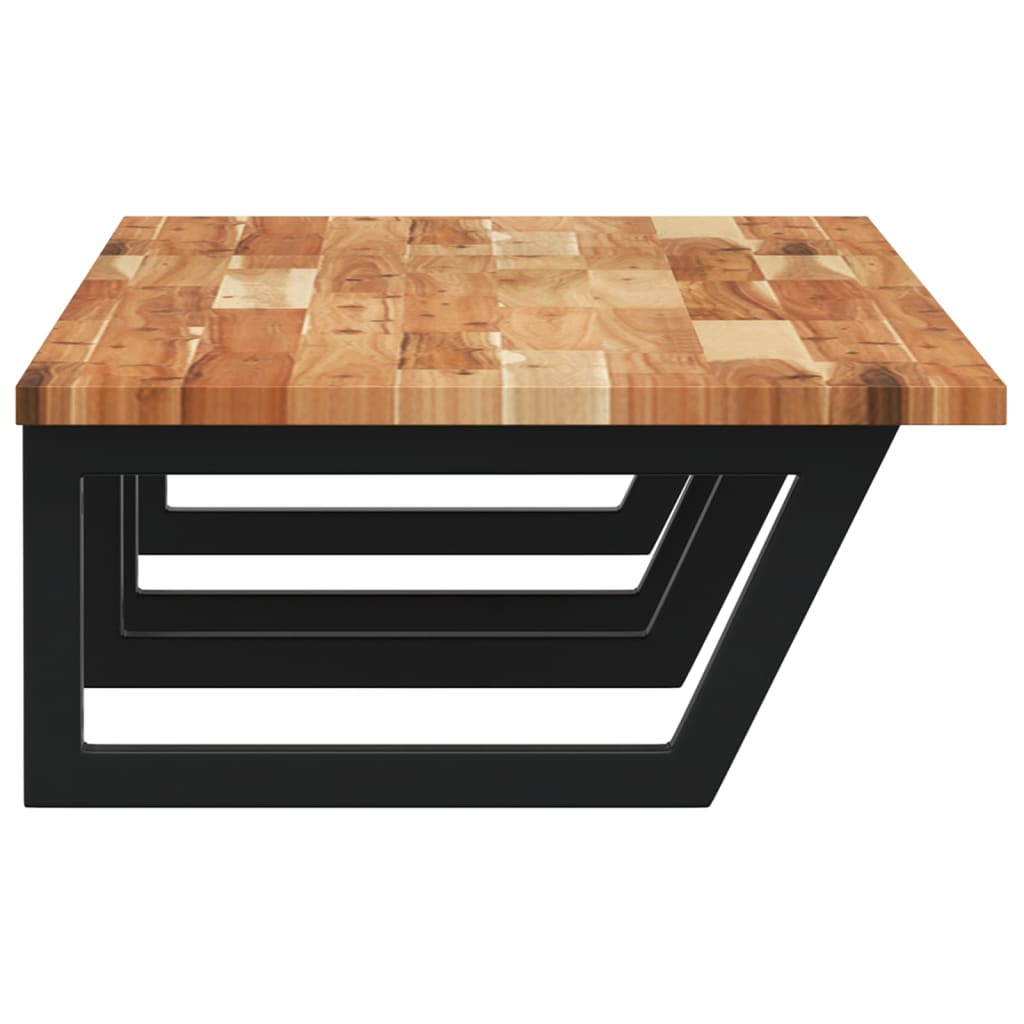 vidaXL Raft pentru lavoar montat pe perete, oțel și lemn masiv acacia