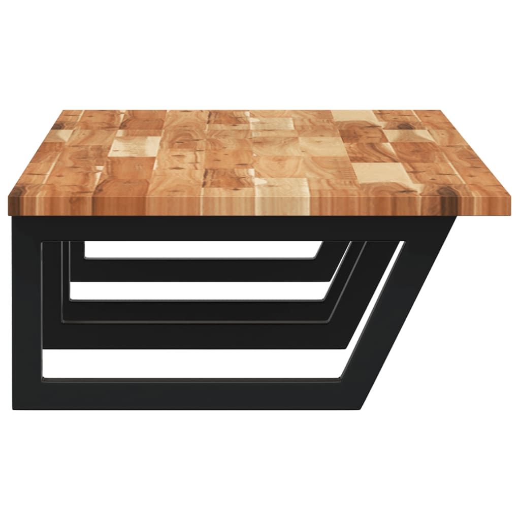 vidaXL Raft pentru lavoar montat pe perete, oțel și lemn masiv acacia