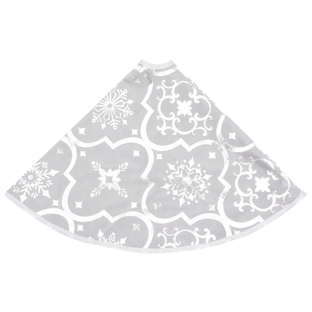 vidaXL Covor fustă de brad Crăciun cu șosetă, alb, 90 cm, țesătură vidaXL Covor fustă de brad Crăciun cu șosetă, alb, 90 cm, țesătură
