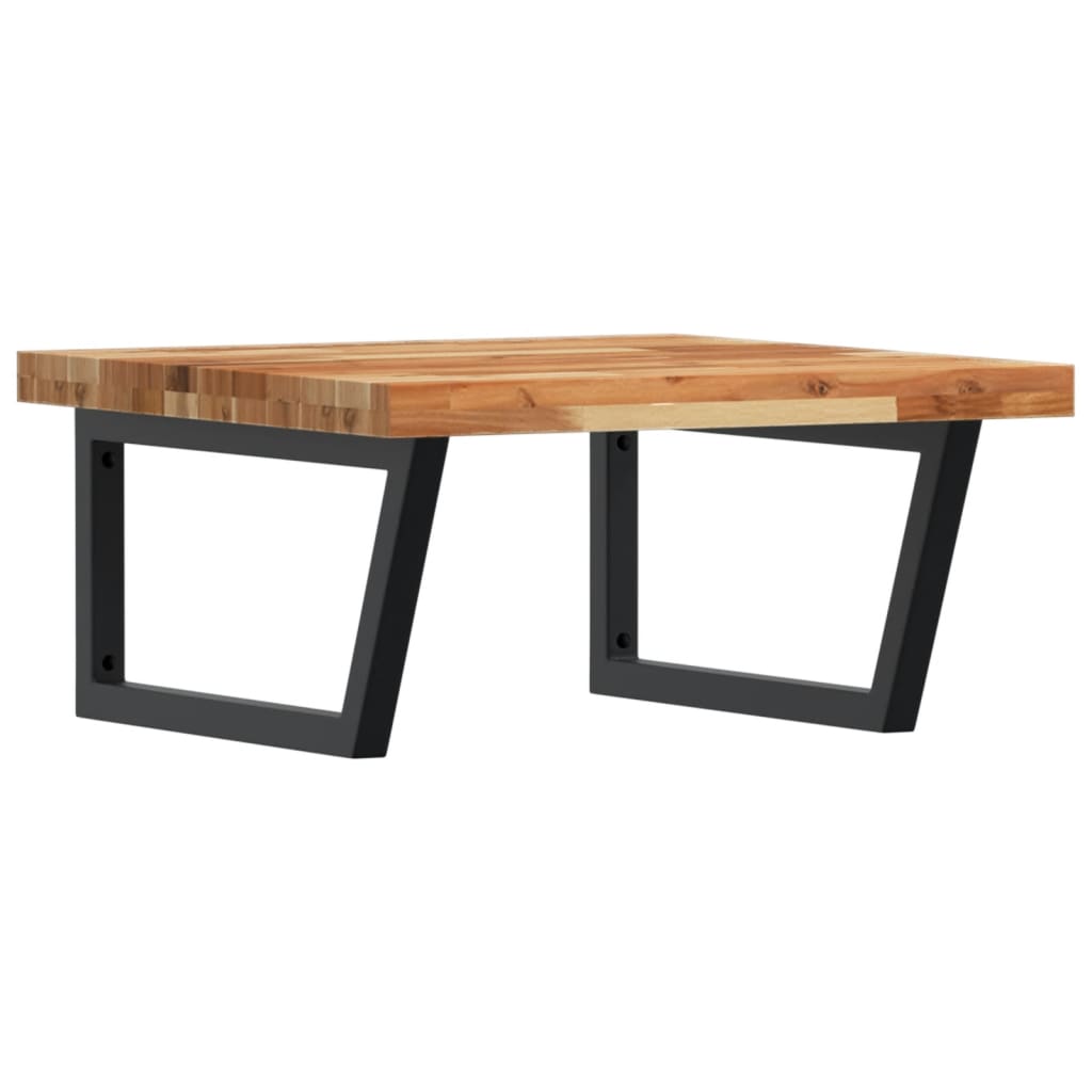 vidaXL Raft pentru lavoar montat pe perete, oțel și lemn masiv acacia