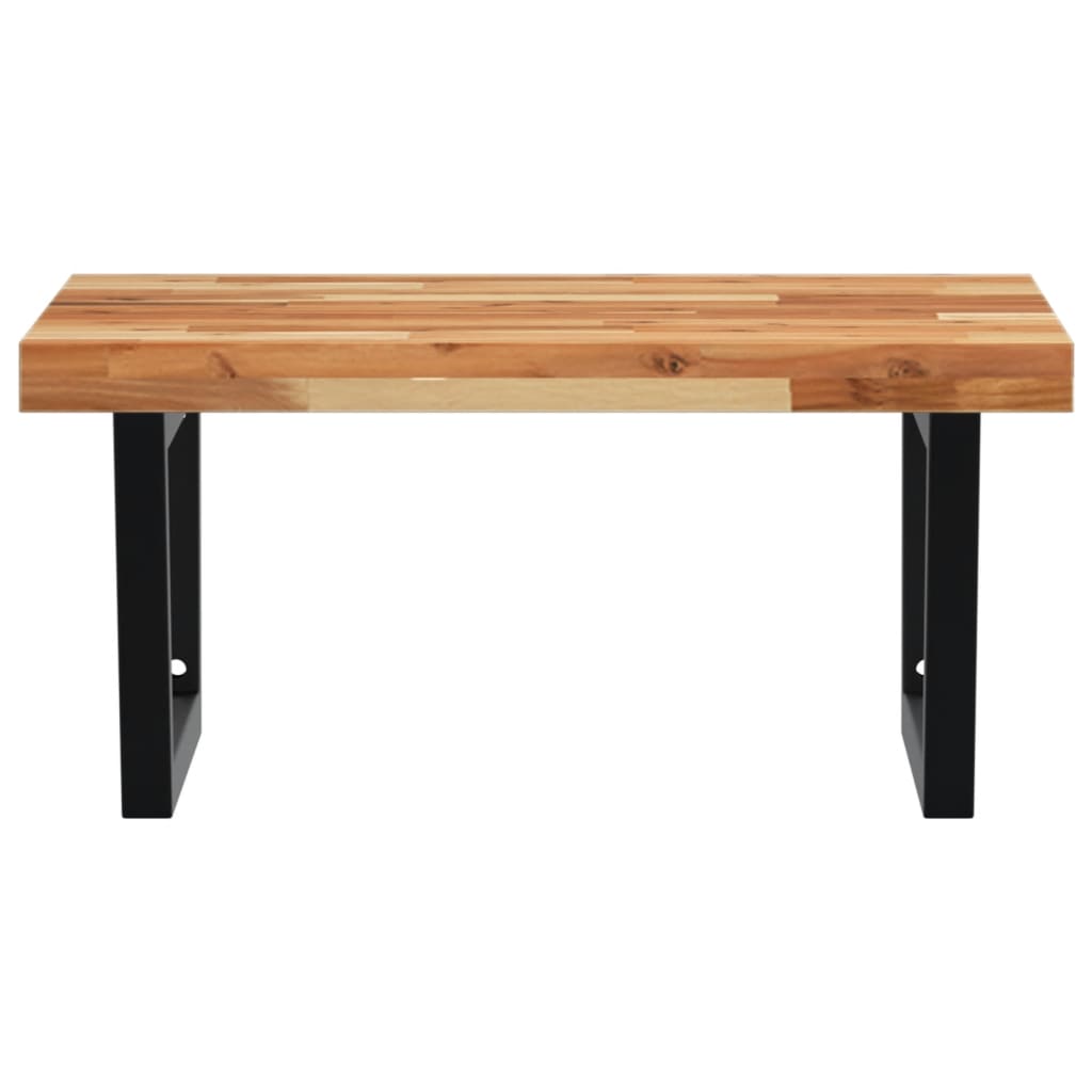 vidaXL Raft pentru lavoar montat pe perete, oțel și lemn masiv acacia