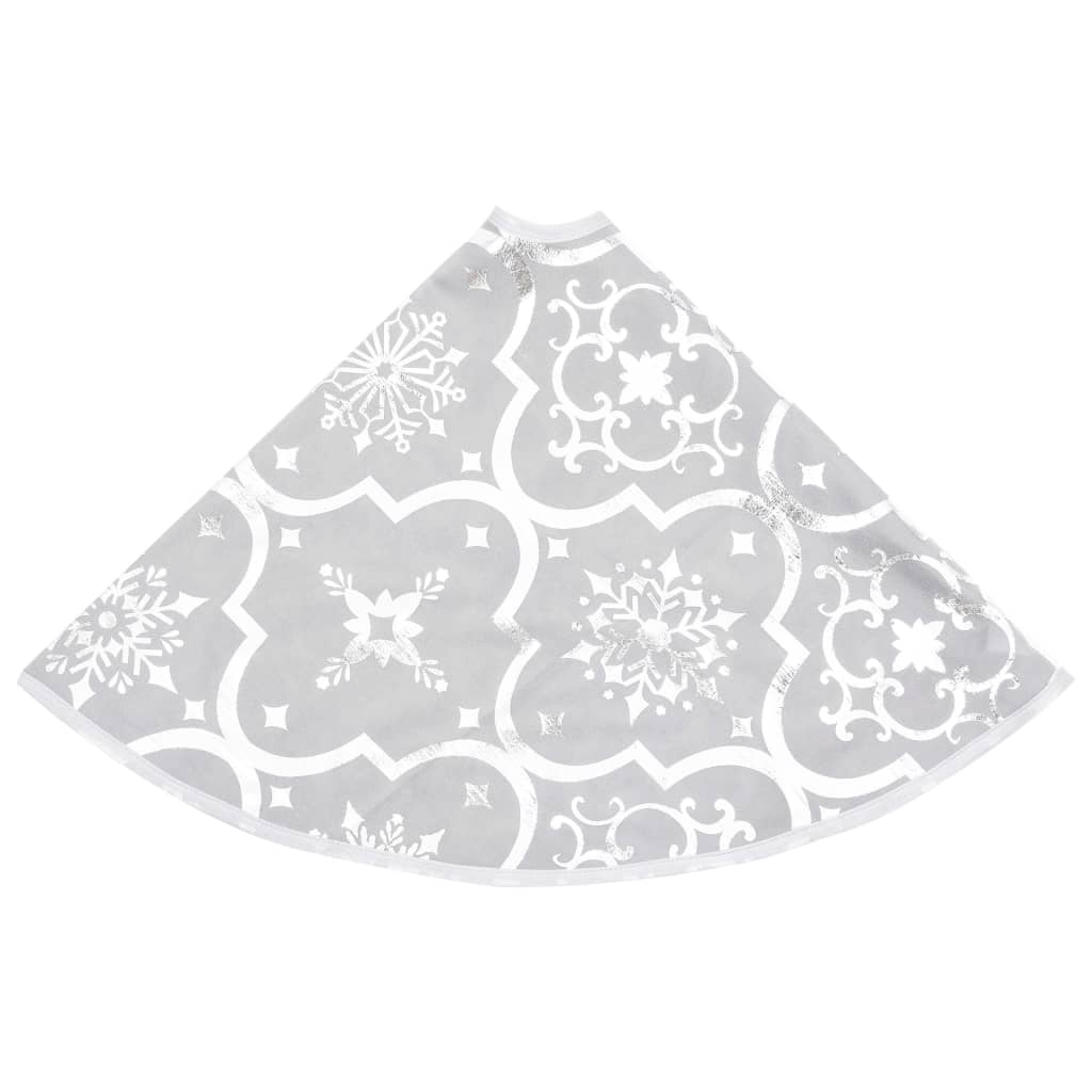 vidaXL Covor fustă de brad Crăciun cu șosetă, alb, 150 cm, țesătură vidaXL Covor fustă de brad Crăciun cu șosetă, alb, 150 cm, țesătură