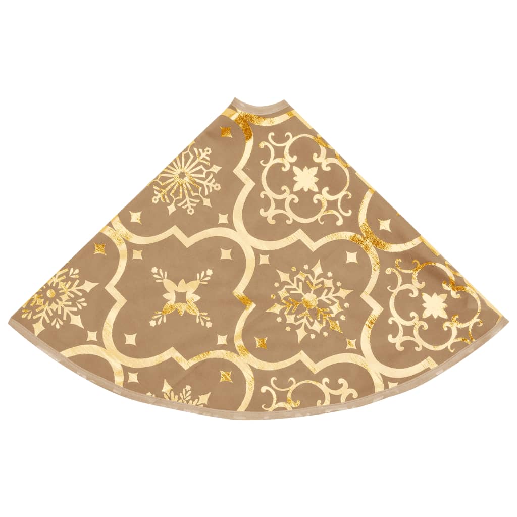 vidaXL Covor fustă de brad Crăciun cu șosetă, galben, 90 cm, țesătură vidaXL Covor fustă de brad Crăciun cu șosetă, galben, 90 cm, țesătură