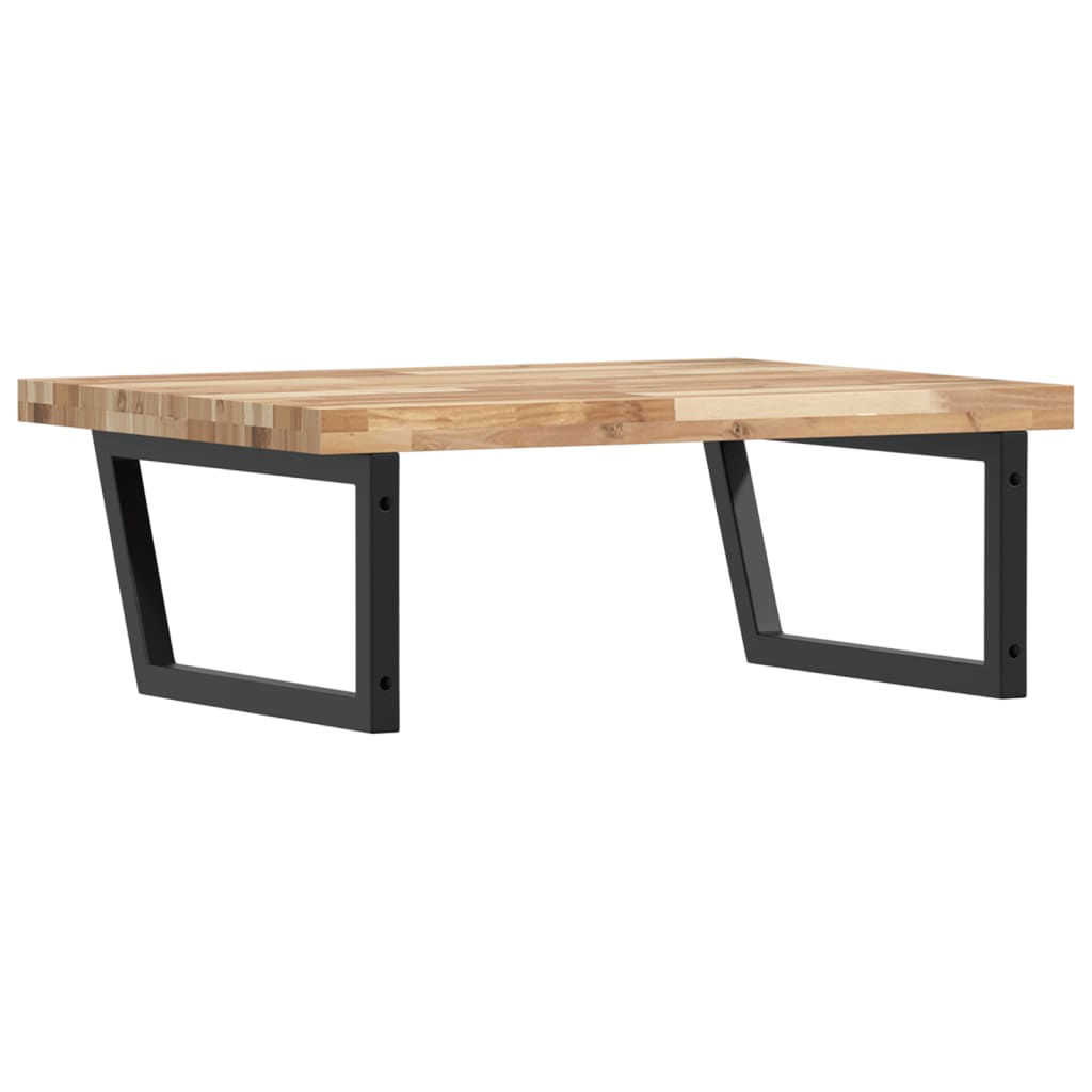 vidaXL Raft pentru lavoar montat pe perete, oțel și lemn masiv acacia