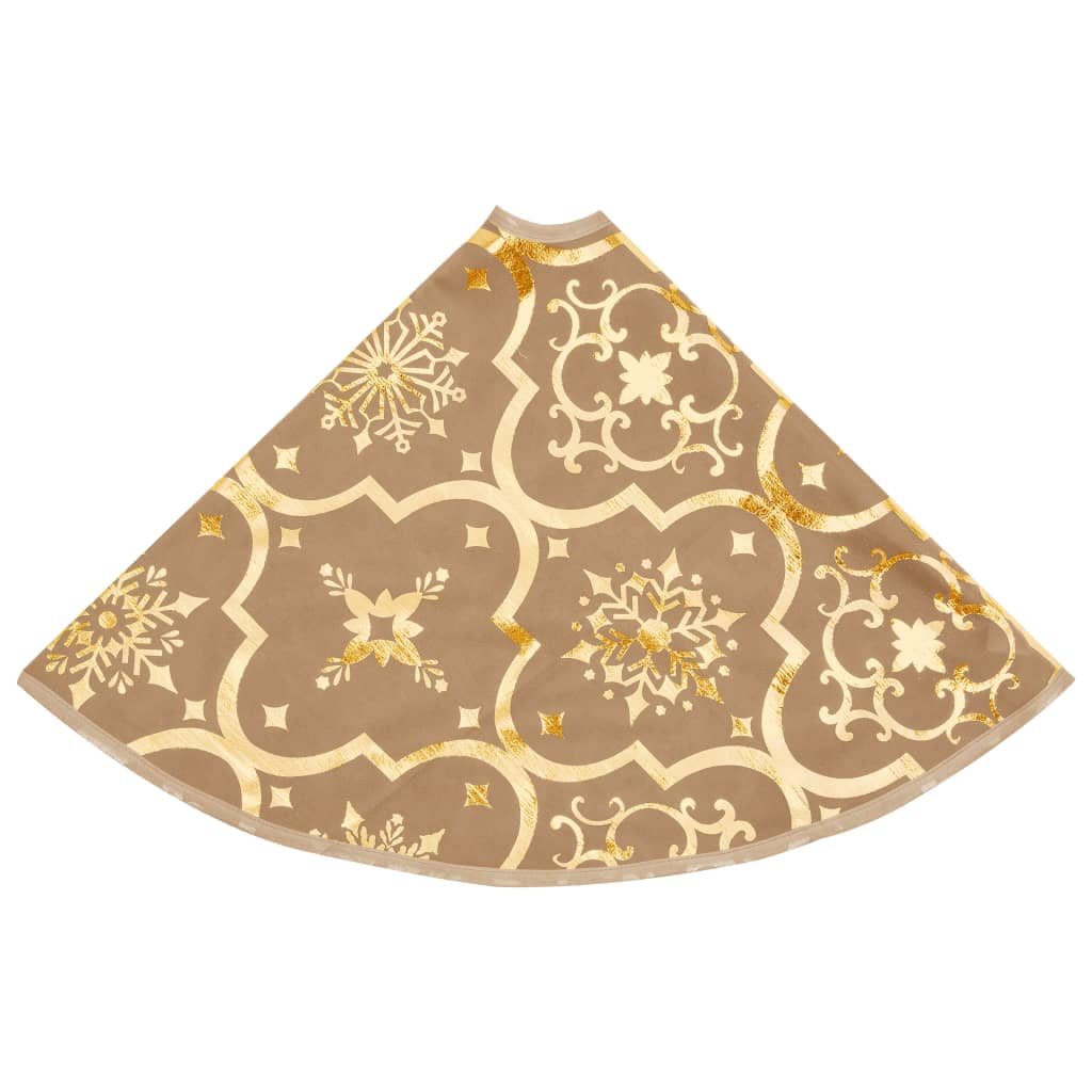 vidaXL Covor fustă de brad Crăciun cu șosetă, galben, 150 cm, țesătură vidaXL Covor fustă de brad Crăciun cu șosetă, galben, 150 cm, țesătură