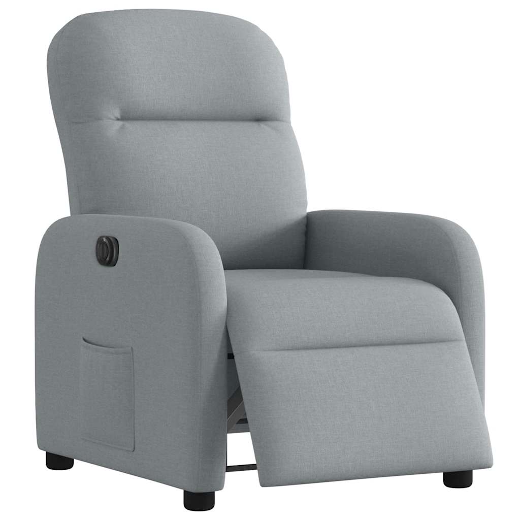 vidaXL Fotoliu rabatabil electric, gri deschis, textil