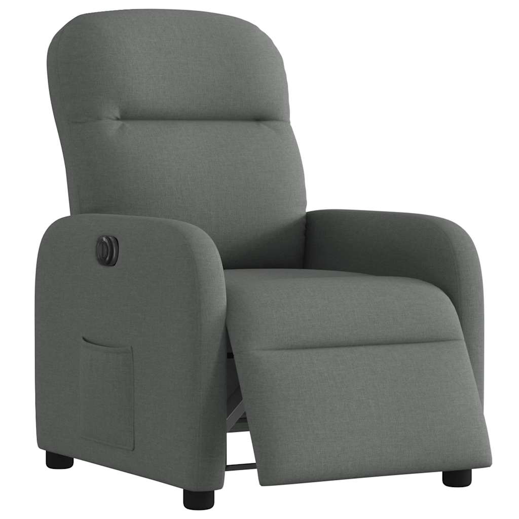 vidaXL Fotoliu rabatabil electric, gri închis, material textil