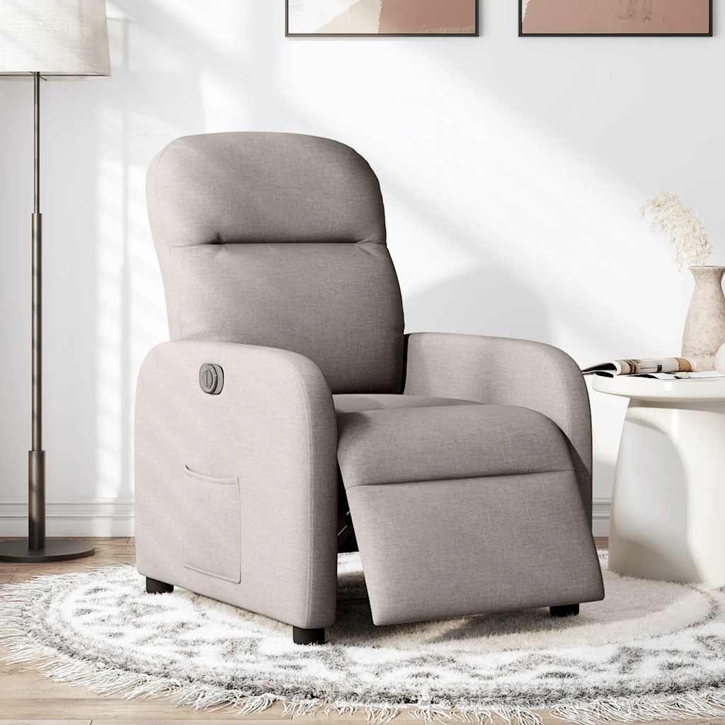 vidaXL Fotoliu rabatabil electric, gri taupe, material textil