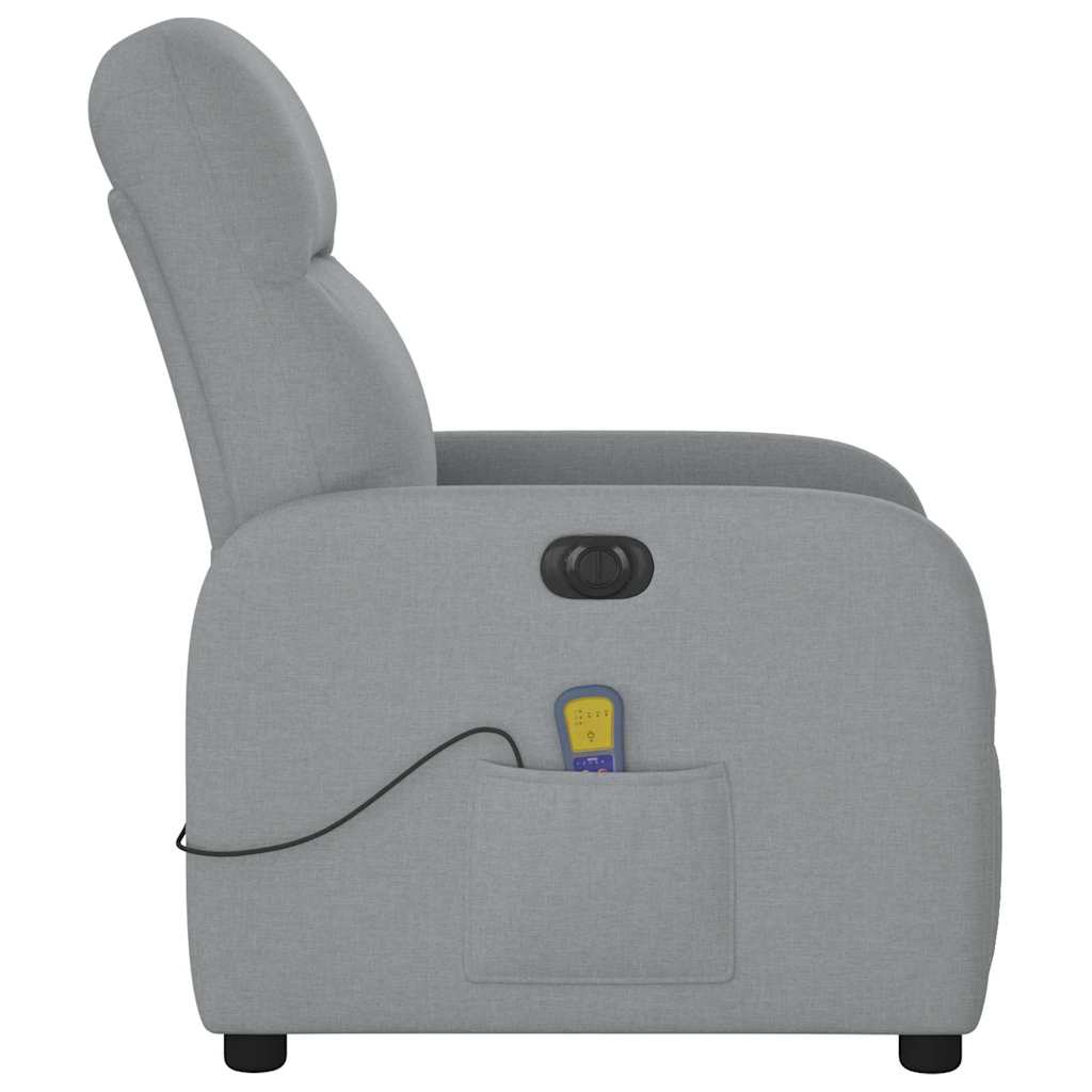 vidaXL Fotoliu electric de masaj rabatabil, gri deschis, microfibră