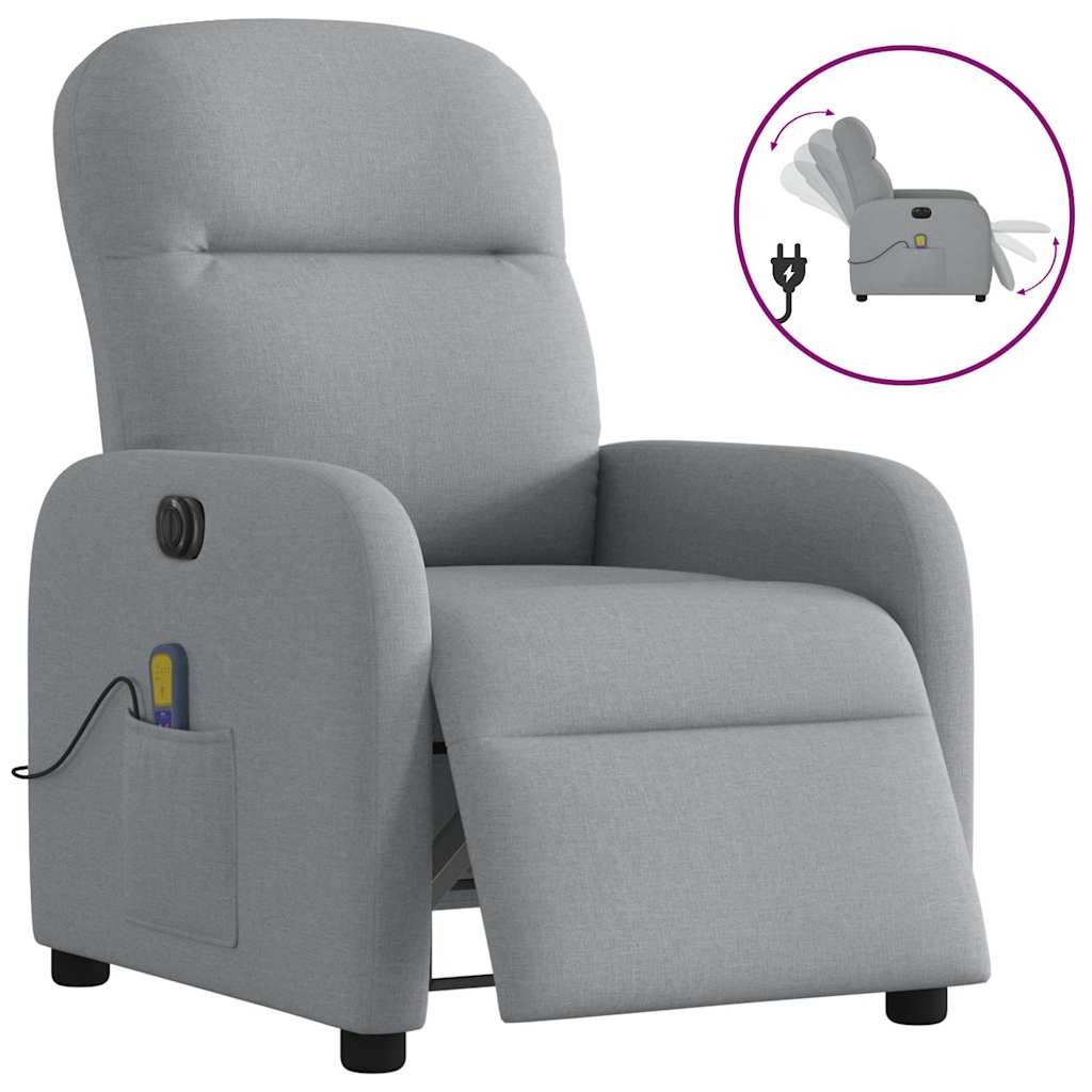 vidaXL Fotoliu electric de masaj rabatabil, gri deschis, microfibră